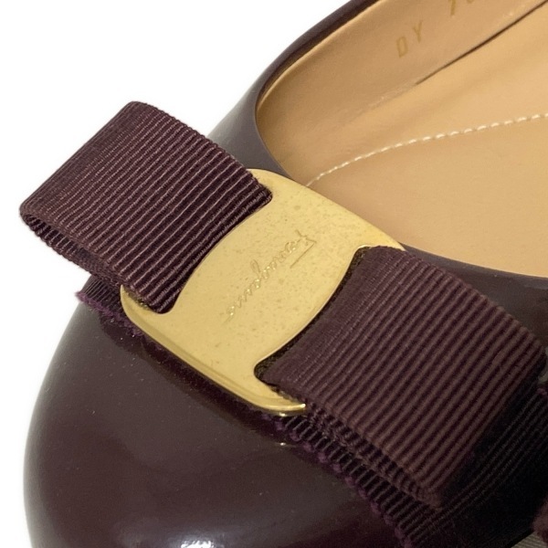 サルバトーレフェラガモ FERRAGAMO/SalvatoreFerragamo フラットシューズ 4 1/2 D - レザー ボルドー×ゴールド レディース ヴァラ 靴_画像8