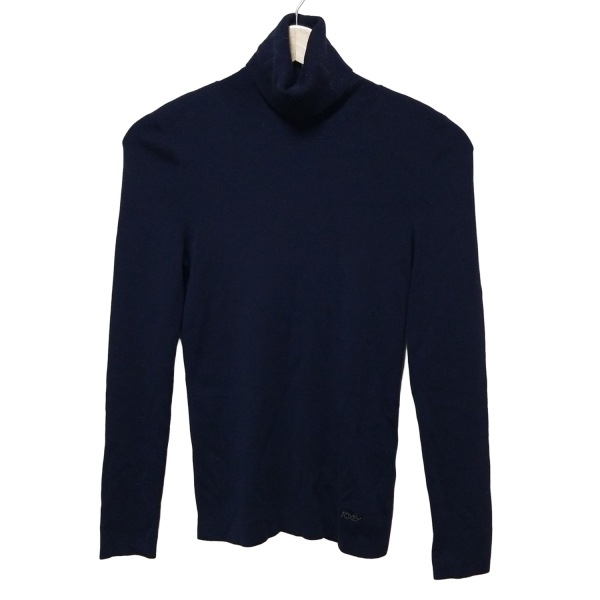 フォクシーニューヨーク FOXEY NEW YORK 長袖セーター/ニット サイズ38 M - ネイビー レディース タートルネック 美品 トップス_画像1