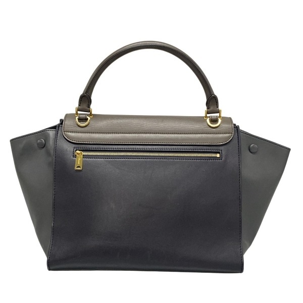 セリーヌ CELINE ハンドバッグ トラペーズミディアム レザー グレーベージュ×黒××グレー バッグ_画像3