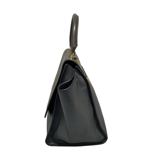 セリーヌ CELINE ハンドバッグ トラペーズミディアム レザー グレーベージュ×黒××グレー バッグ_画像4