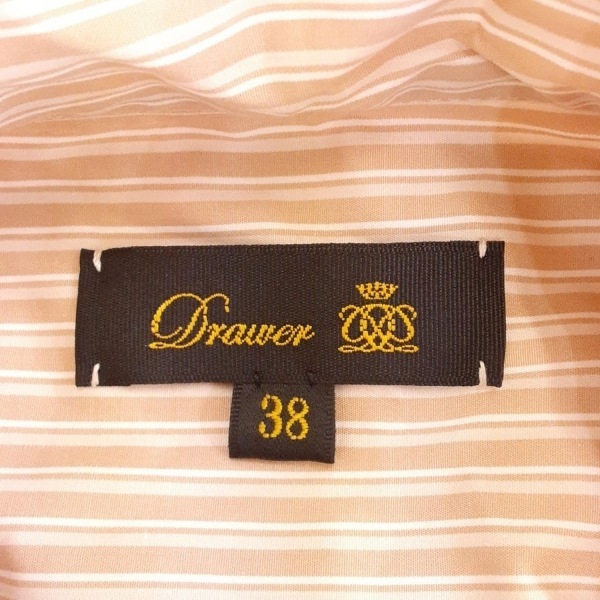 ドゥロワー Drawer 半袖シャツブラウス サイズ38 M - ライトブラウン×アイボリー×白 レディース ストライプ 美品 トップス_画像3
