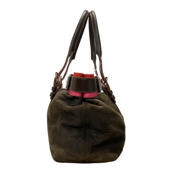 ロエベ LOEWE ハンドバッグ - レザー ダークブラウン×レッド×ピンク バッグ_画像4