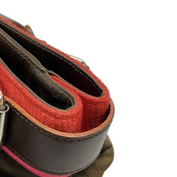 ロエベ LOEWE ハンドバッグ - レザー ダークブラウン×レッド×ピンク バッグ_画像10