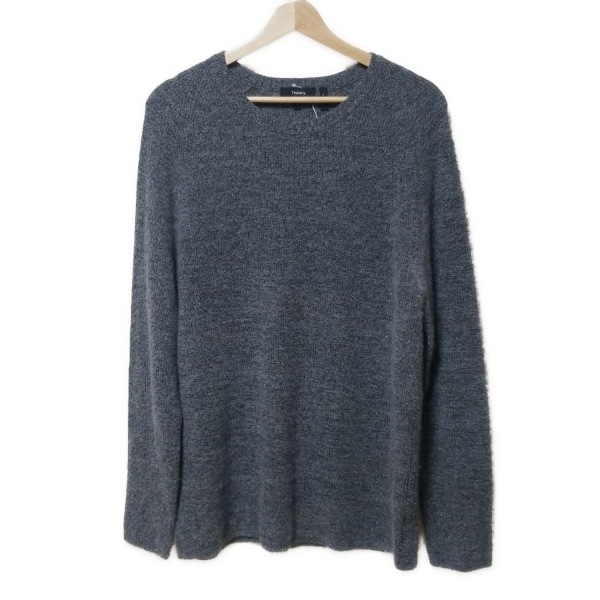 セオリー theory 長袖セーター/ニット サイズM - グレー×黒 レディース クルーネック/カシミヤ 美品 トップス_画像1