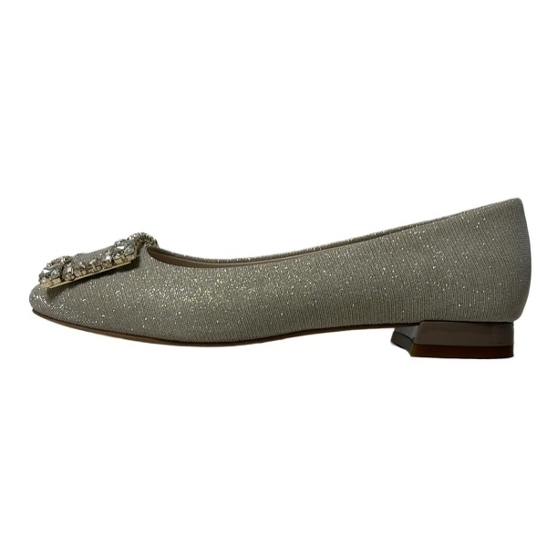 ジルスチュアート JILL STUART フラットシューズ 22 1/2 - シルバー×クリア レディース ビジュー/ラメ 新品同様 靴_画像1