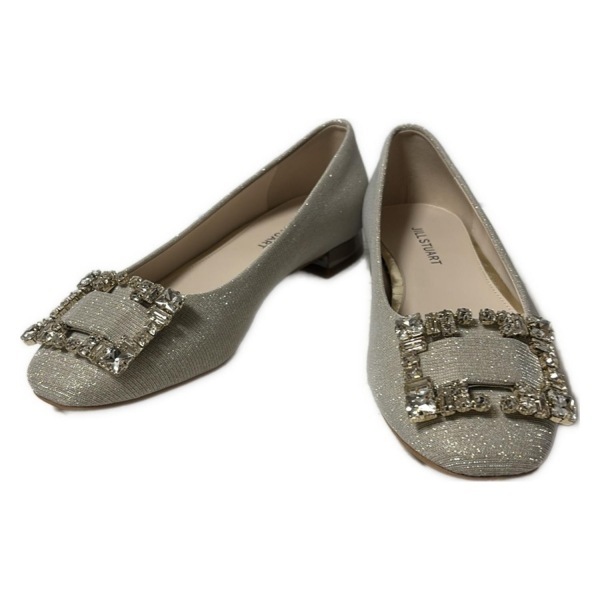 ジルスチュアート JILL STUART フラットシューズ 22 1/2 - シルバー×クリア レディース ビジュー/ラメ 新品同様 靴_画像2