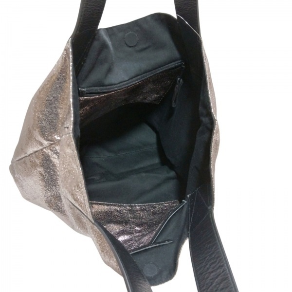 ステファンヴェルディノ STEPHANE VERDINO トートバッグ - レザー 黒×メタリックシルバー バッグ_画像7