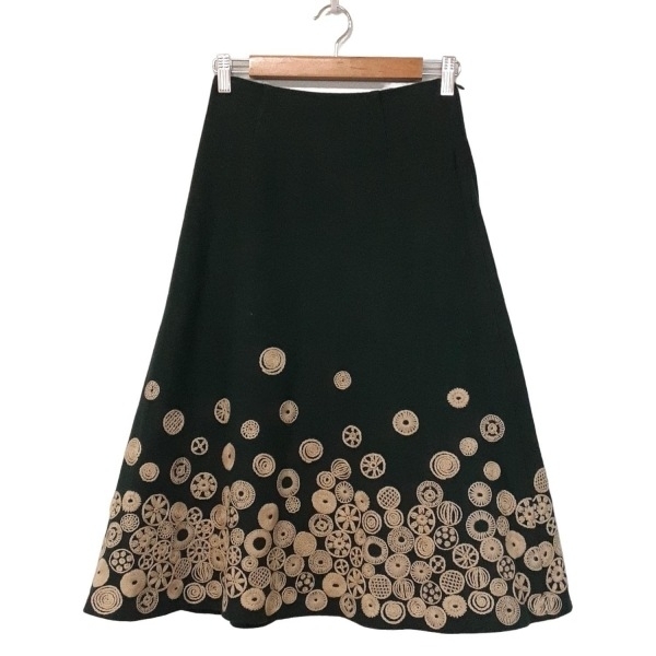 シビラ Sybilla ロングスカート サイズM - ダークグリーン×ベージュ レディース 刺繍 美品 ボトムス_画像1