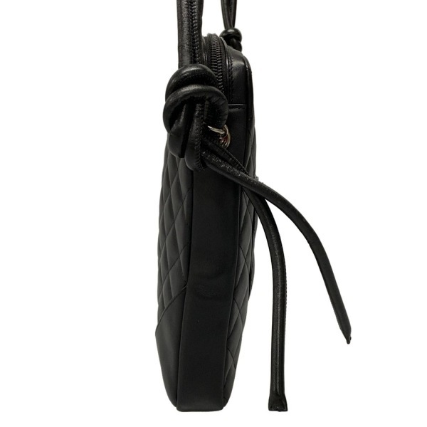 シャネル CHANEL ショルダーバッグ A25178 カンボンライン ミディアムポシェット レザー 黒 シルバー金具 バッグ_画像4