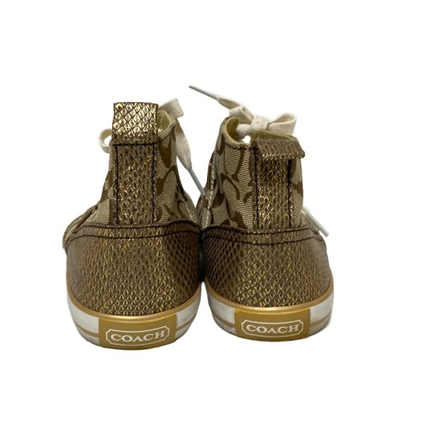 コーチ COACH スニーカー 37 - レザー カーキ×ゴールド レディース シグネチャー柄 靴_画像3