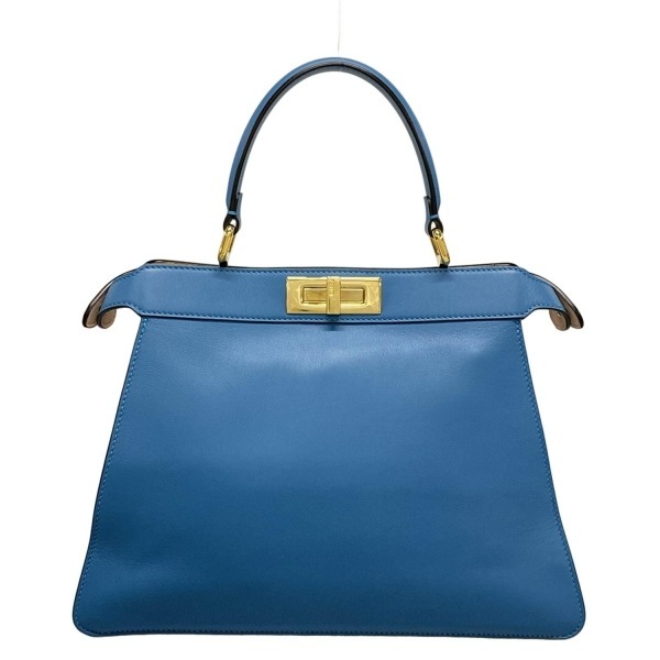 フェンディ FENDI ハンドバッグ 8BN321-A6V3 ピーカブーアイシーユーミディアム レザー ライトブルー 内ポケット着脱可 美品 バッグ_画像3
