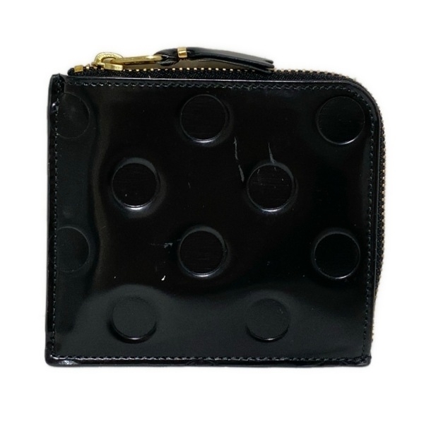 コムデギャルソン COMMEdesGARCONS コインケース - レザー 黒 ドット柄/型押し加工/L字ファスナー 財布_画像1