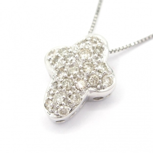 ノーブランド Unbranded ネックレス K18WG×ダイヤモンド 総重量:1.8g/0.20刻印 美品 アクセサリー（首）_画像1