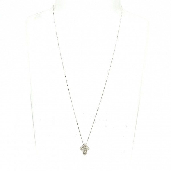 ノーブランド Unbranded ネックレス K18WG×ダイヤモンド 総重量:1.8g/0.20刻印 美品 アクセサリー（首）_画像2