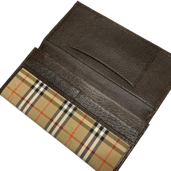 バーバリーズ Burberry's 長財布 レザー ベージュ×ブラウン×マルチ チェック柄 財布_画像3
