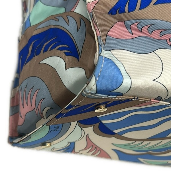 エミリオプッチ EMILIO PUCCI(PUCCI) トートバッグ - レザー ブルー×アイボリー×マルチ 美品 バッグ_画像5