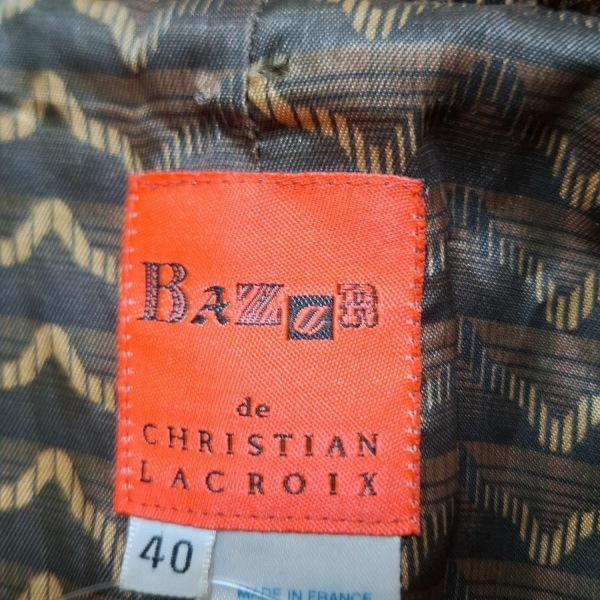 クリスチャンラクロワ Christian Lacroix サイズ40 M - ダークブラウン×オレンジ×マルチ レディース ジャケット_画像3