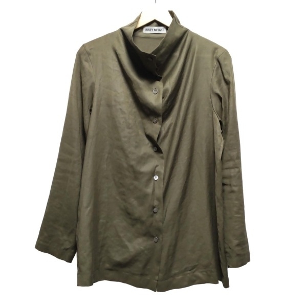 イッセイミヤケ ISSEYMIYAKE 長袖シャツブラウス サイズ3 L - カーキ レディース シースルー 美品 トップス_画像1