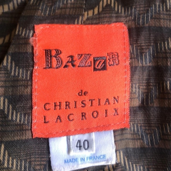 クリスチャンラクロワ Christian Lacroix 巻きスカート サイズ40 M - ダークブラウン×オレンジ×マルチ レディース ミニ/チェック柄/BAZaR_画像3