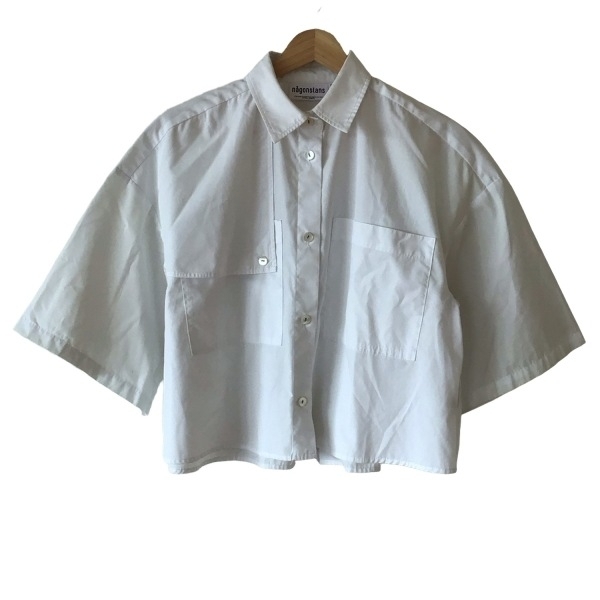 ナゴンスタンス nagonstans 半袖シャツブラウス サイズMEDIUM M 470HA830-1720 - 白 レディース クロップド丈 トップス_画像1