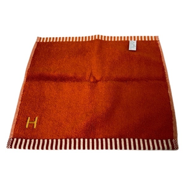 エルメス HERMES - コットン オレンジ ハンドタオル 美品 ハンカチ_画像2