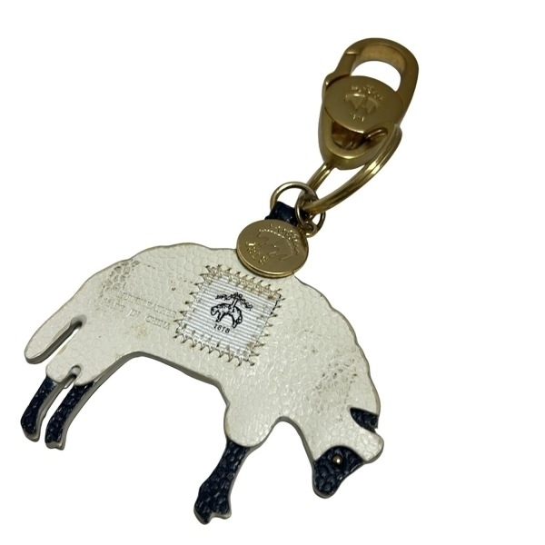 ブラックフリース バイ ブルックスブラザーズ BLACK FLEECE BY Brooks Brothers キーホルダー(チャーム) - レザー 白×黒×ゴールド_画像1