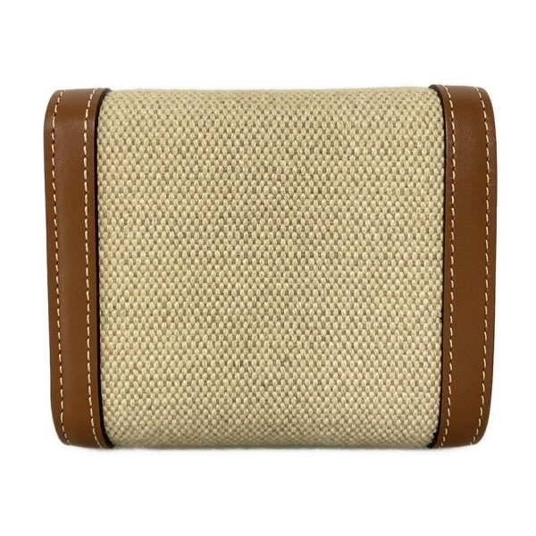 セリーヌ CELINE 3つ折り財布/ミニ/コンパクト トリオンフ スモール フラップウォレット レザー アイボリー×ブラウン 美品 財布_画像2