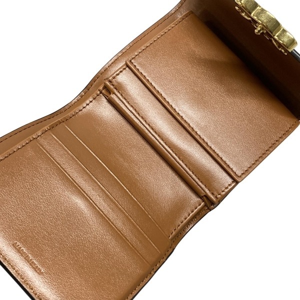 セリーヌ CELINE 3つ折り財布/ミニ/コンパクト トリオンフ スモール フラップウォレット レザー アイボリー×ブラウン 美品 財布_画像3