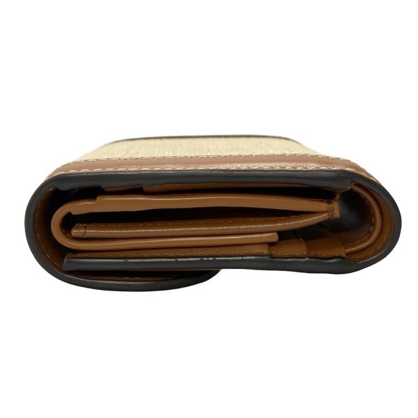 セリーヌ CELINE 3つ折り財布/ミニ/コンパクト トリオンフ スモール フラップウォレット レザー アイボリー×ブラウン 美品 財布_画像9