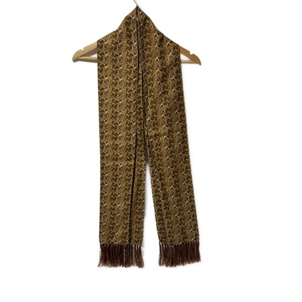  Salvatore Ferragamo FERRAGAMO/SalvatoreFerragamo палантин ( шаль ) - шелк Brown × темный желтый × мульти- лошадь рисунок / бахрома 