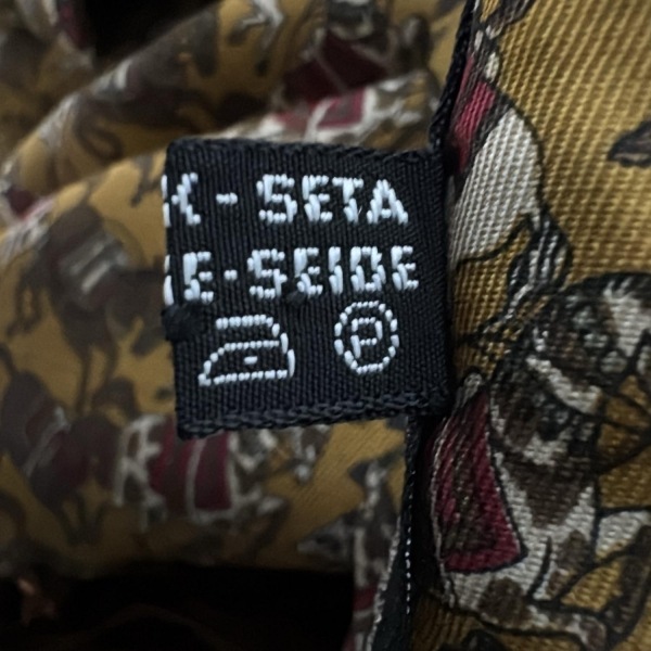  Salvatore Ferragamo FERRAGAMO/SalvatoreFerragamo палантин ( шаль ) - шелк Brown × темный желтый × мульти- лошадь рисунок / бахрома 