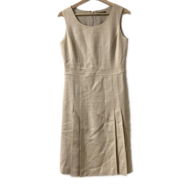  paul (pole) Stuart PaulStuart размер 8 M - бежевый женский вырез лодочкой / безрукавка / длинный прекрасный товар One-piece 