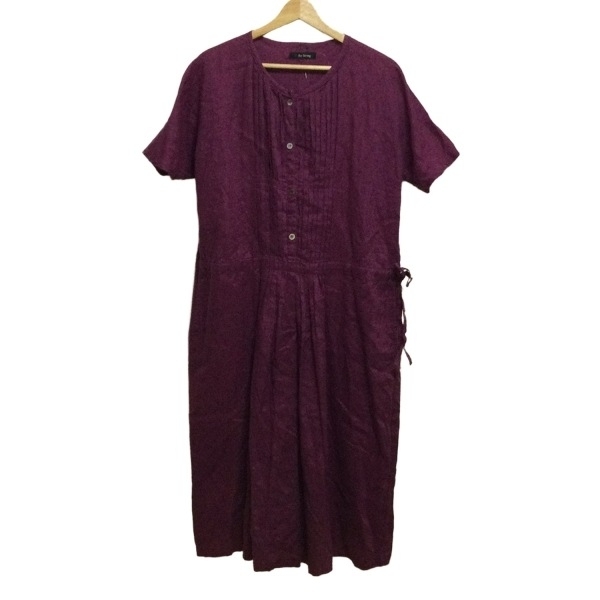 ワイズフォーリビング Y's for living - パープル レディース 半袖/ひざ丈/麻 ワンピース_画像1