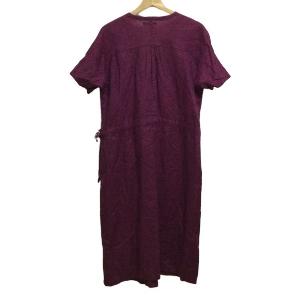 ワイズフォーリビング Y's for living - パープル レディース 半袖/ひざ丈/麻 ワンピース_画像2