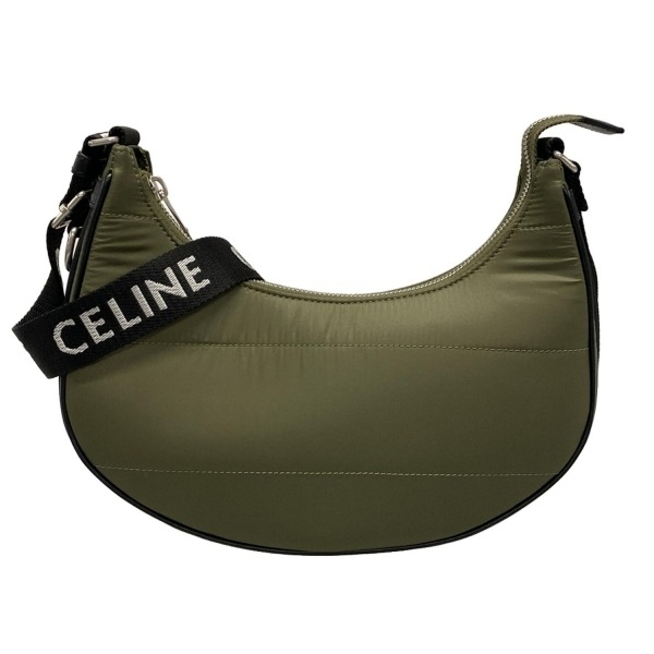 セリーヌ CELINE ショルダーバッグ 196972DLI.15KH アヴァ ウィズ ストラップ レザー ダークグリーン×黒 美品 バッグ_画像1