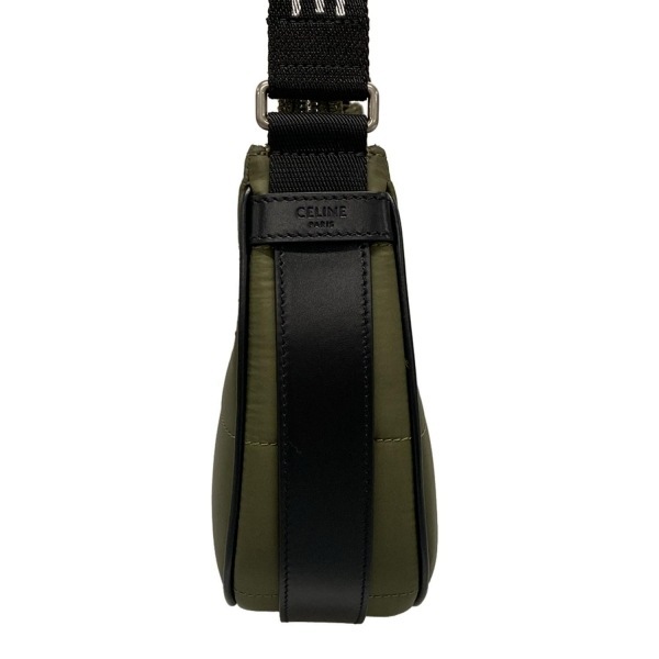 セリーヌ CELINE ショルダーバッグ 196972DLI.15KH アヴァ ウィズ ストラップ レザー ダークグリーン×黒 美品 バッグ_画像4