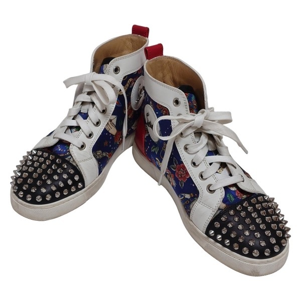 クリスチャンルブタン CHRISTIAN LOUBOUTIN スニーカー 36 1/2 - シルク、レザー ネイビー×レッド×マルチ レディース スタッズ 靴_画像2