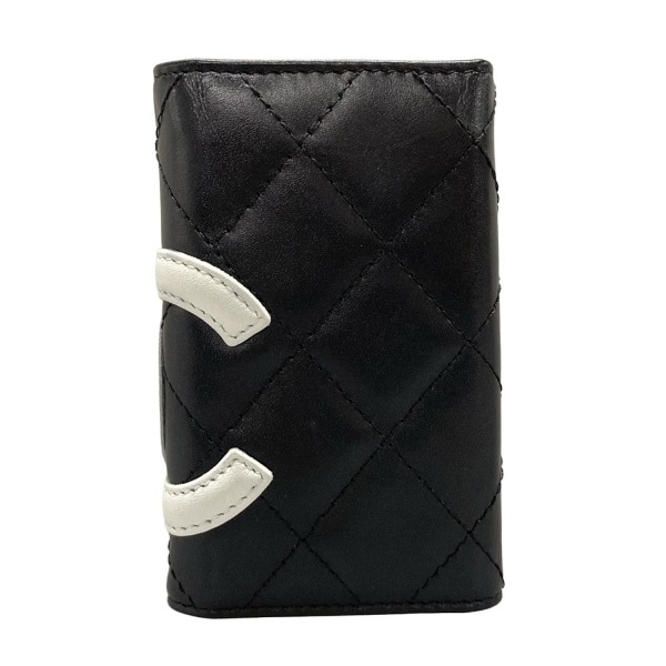 シャネル CHANEL キーケース カンボンライン ラムスキン 黒×白 6連フック 9648652 美品 財布_画像2