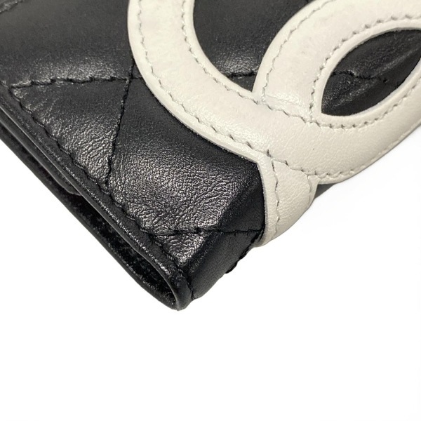 シャネル CHANEL キーケース カンボンライン ラムスキン 黒×白 6連フック 9648652 美品 財布_画像6