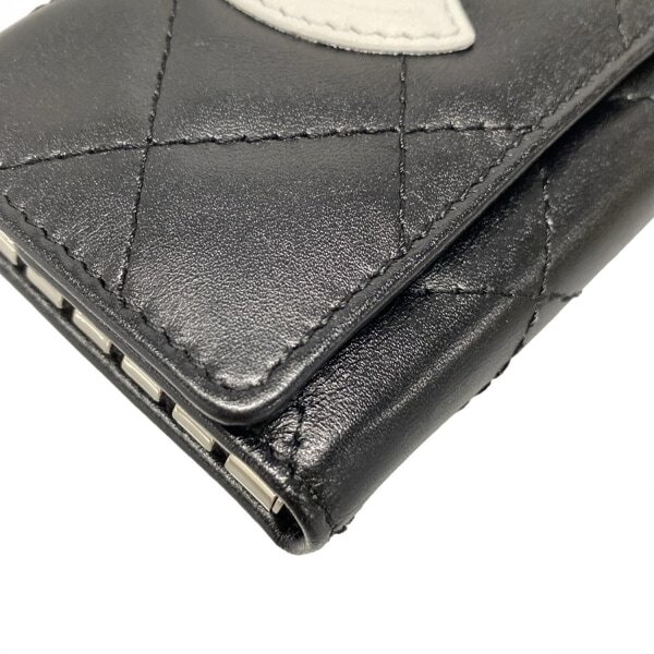 シャネル CHANEL キーケース カンボンライン ラムスキン 黒×白 6連フック 9648652 美品 財布_画像7