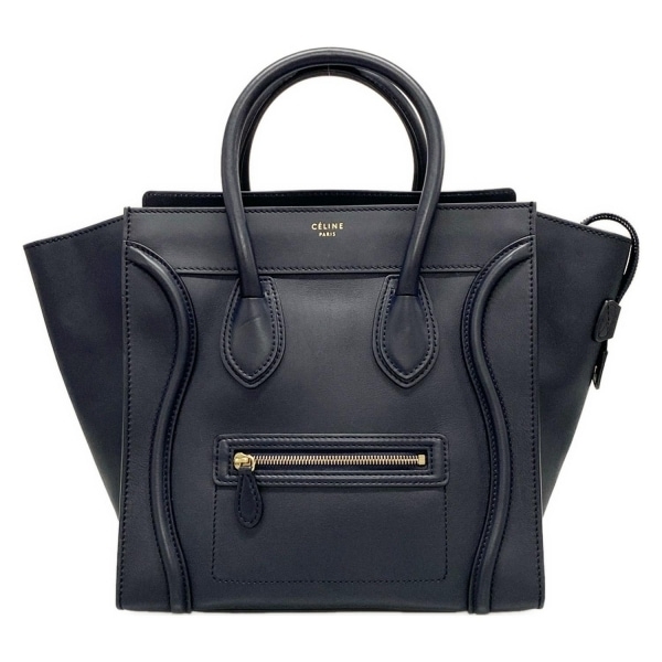 セリーヌ CELINE ハンドバッグ 165213HSC.07OC ラゲージ ミニショッパー レザー ダークネイビー 美品 バッグ_画像1