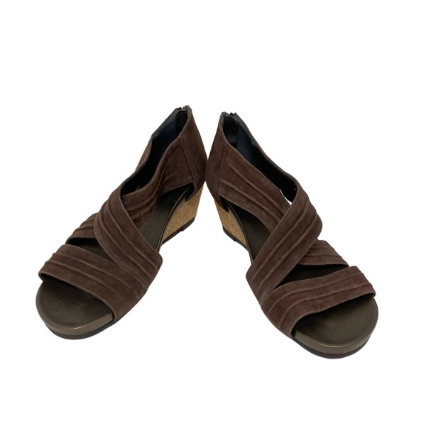 レリアン Leilian パンプス F - ダークブラウン レディース ウェッジソール/オープントゥ 靴_画像2