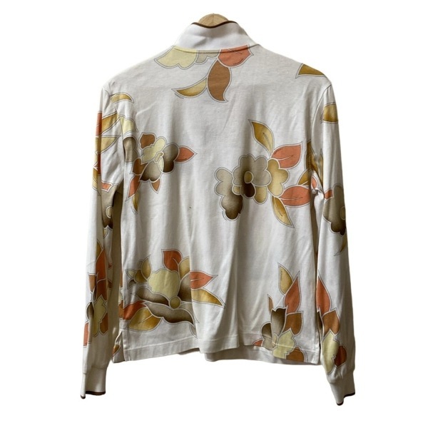 レオナールスポーツ LEONARD SPORT 長袖ポロシャツ サイズ42 L - 白×ダークブラウン×マルチ レディース 花柄 トップス_画像2