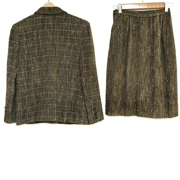 レリアン Leilian スカートスーツ - カーキ×白×マルチ レディース チェック柄 レディーススーツ_画像2