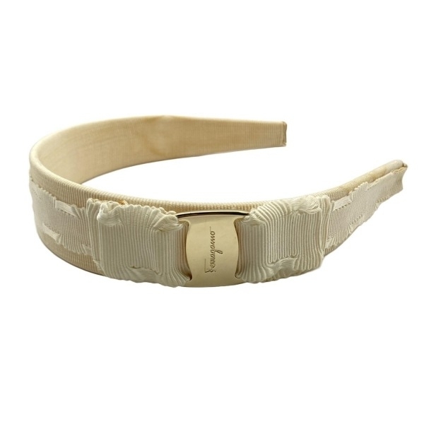 サルバトーレフェラガモ FERRAGAMO/SalvatoreFerragamo カチューシャ - アイボリー リボン/ヴァラ アクセサリー（他）_画像1