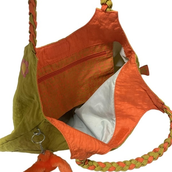 キプリング Kipling トートバッグ - イエローグリーン 編み込み バッグ_画像7