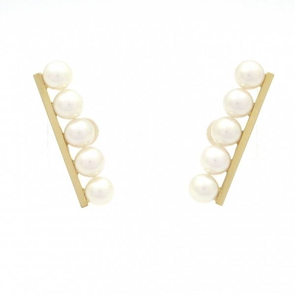 磨き済み■タサキシンジュ 田崎真珠/TASAKI ピアス バランスプラスピアス K18YG×アコヤパール 5Pパール/直径約5.4mm_画像1