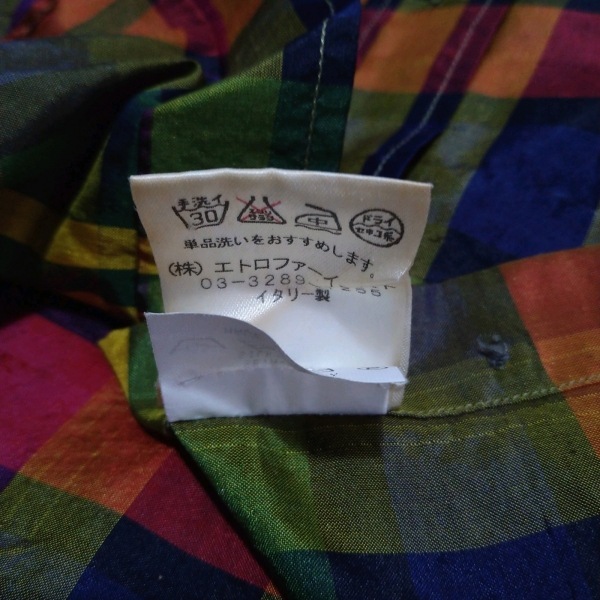 エトロ ETRO 長袖シャツブラウス サイズ42 M - カーキ×オレンジ×マルチ レディース シルク/チェック柄 美品 トップス_画像5