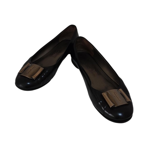 サルバトーレフェラガモ FERRAGAMO/SalvatoreFerragamo フラットシューズ 7 C - レザー 黒 レディース 靴_画像2