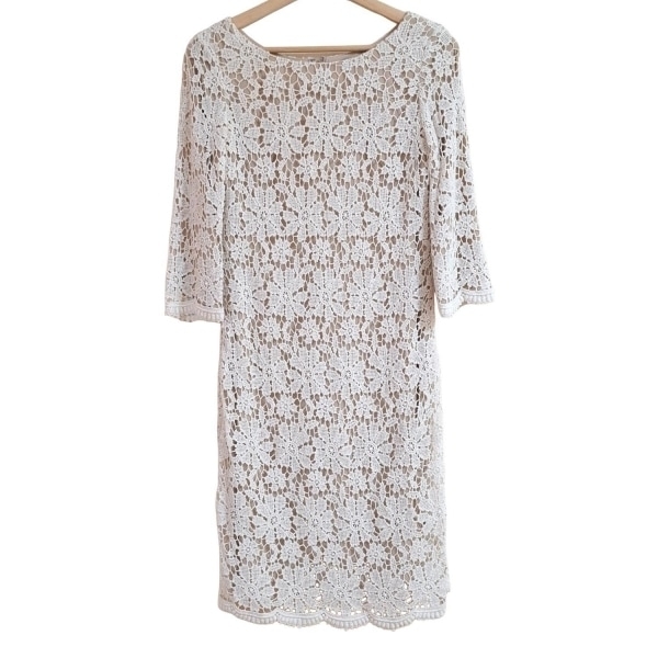 シビラ Sybilla サイズM - 白×ベージュ レディース クルーネック/七分袖/ひざ丈/レース ワンピース_画像1